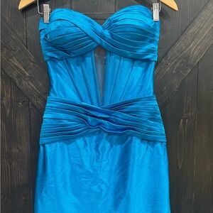 Sherri Hill Vibrant Blue Strapless Dress